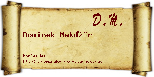 Dominek Makár névjegykártya